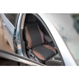 Housse de siège ECO et tissu (1 pc, Marron avec surpiqûre noire + tissu) photo 1