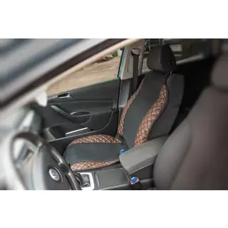 Housse de siège ECO et tissu (1 pc, Marron avec surpiqûre noire + tissu) photo 2