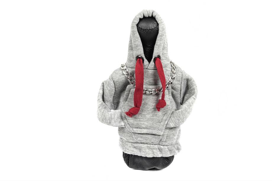 Housse de levier de vitesse hoodie (gris, cordon bordeaux) Image