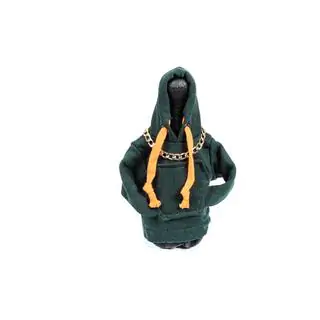 Housse de levier de vitesse style hoodie (vert, cordon orange) photo 1