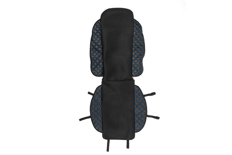 Housse de siège ECO et tissu (1 pc, Noir avec surpiqûre bleue + tissu) Image
