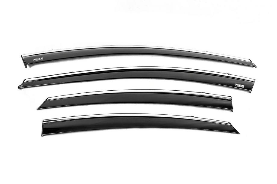 Hyundai Elantra (MD/UD) 2011-2015 Déflecteurs de vitres avec moulure chromée (4 pcs, Niken) Image