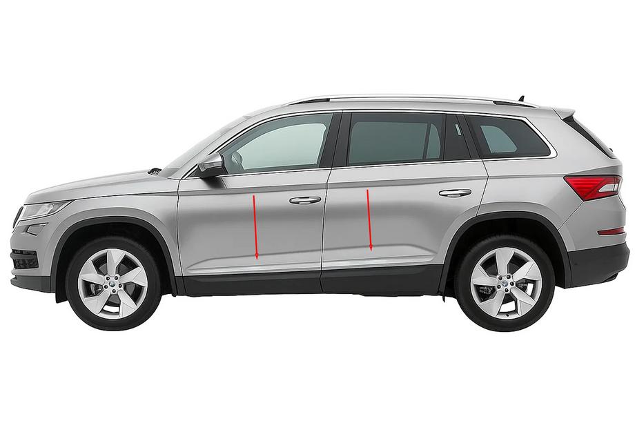 Skoda Kodiaq 2016-2023 Moulures de porte étroites en acier inoxydable Carmos Image