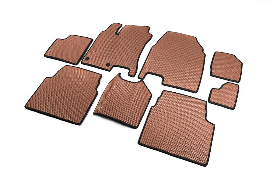 Nissan Qashqai 2007-2010 Tapis de sol EVA pour +2 (3 rangées, Marron) Photo 2
