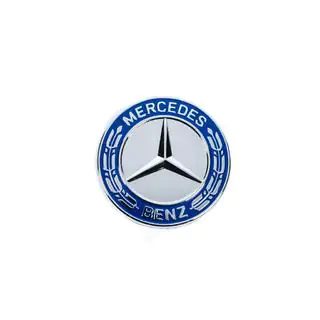 Cache à la place de l’emblème sur capot Mercedes (bleu et chrome, 57mm) photo 2