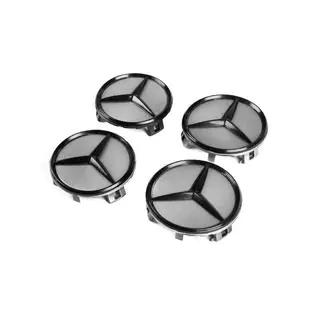 Caches moyeux 71/74 mm sans bague (4 pcs, gris avec logo noir) photo 1