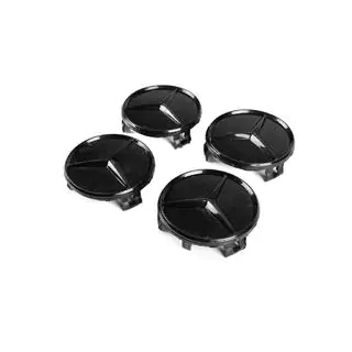 Enjoliveurs de jante 71/74 mm sans anneau (lot de 4, noir brillant) photo 1