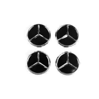 Cache-moyeux 71/74 mm sans anneau (4 pcs, noirs avec logo chromé) photo 2