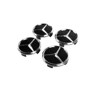 Cache-moyeux 71/74 mm sans anneau (4 pcs, noirs avec logo chromé) photo 1