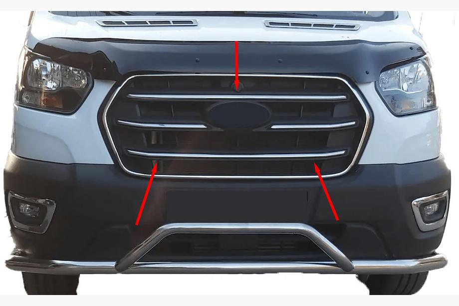 Ford Transit 2014- Couvre-calandre (4 pcs, inox) Image
