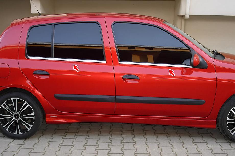 Renault Clio II 1998-2005 Encadrement Exterieur de Vitres (HB, 4 pcs, Inox) Image