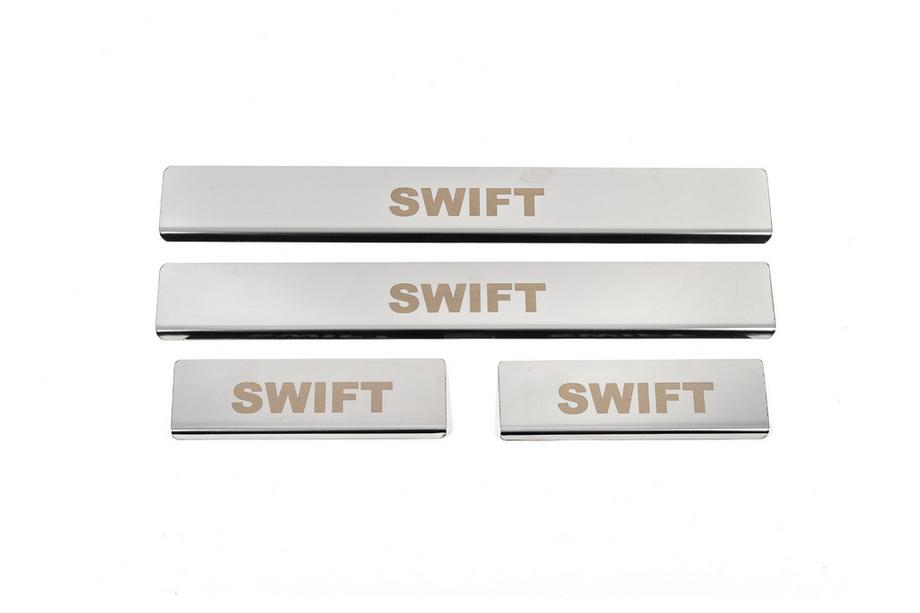 Suzuki Swift 2005-2010 Seuils de porte inox (4 pcs, acier inoxydable) Image
