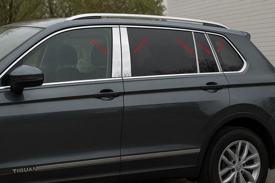 Volkswagen Tiguan 2016-2023 Enjoliveurs de montants de porte en acier inoxydable (10 pcs) Image