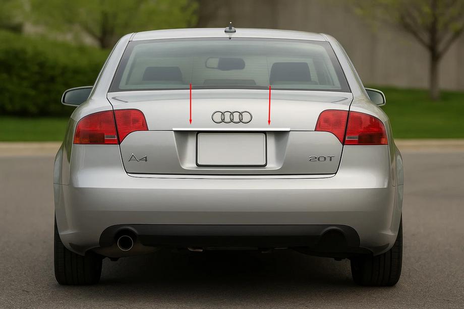 Audi A4 B7 2004-2008 Encadrement au-dessus de la plaque (Carmos inox) V-2 Image