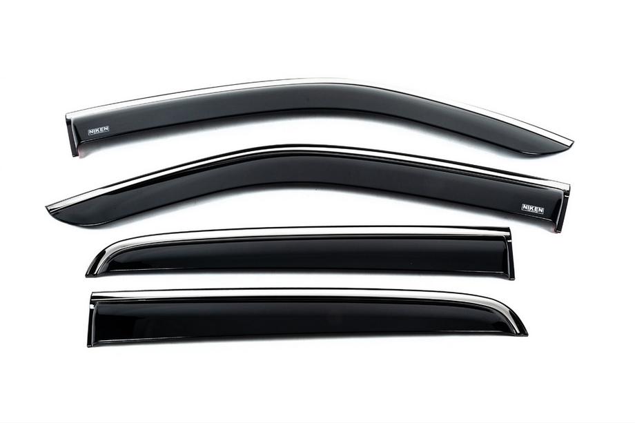 Isuzu D-Max 2019- Déflecteurs de vitres avec moulure chromée (4 pcs, Niken) Image