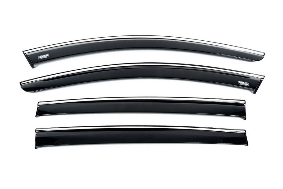 Dacia Sandero 2021- Déflecteurs de vitres avec moulure chromée (4 pcs, Niken) Image