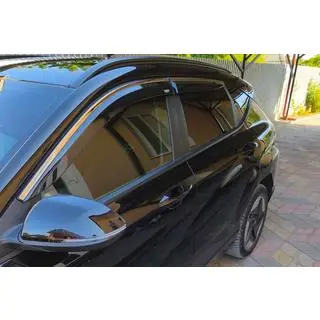 Déflecteurs de vitres avec moulure chromée (4 pcs, Niken) Hyundai Kona 2023- photo 1