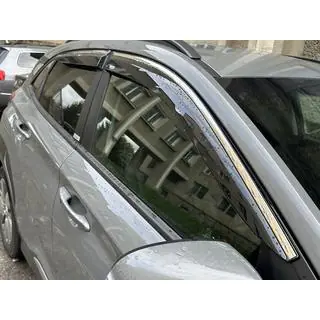 Déflecteurs de vitres avec moulure chromée (4 pcs, Niken) Hyundai Kona 2023- photo 4