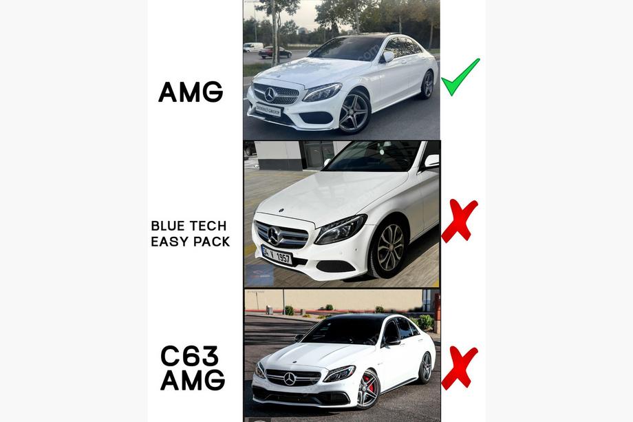 Mercedes C-class W205 2014-2021 Lame de Pare-chocs Avant DPT V1 (2014-2018, uniquement pour AMG-Line, Noir Brillant) Photo 3
