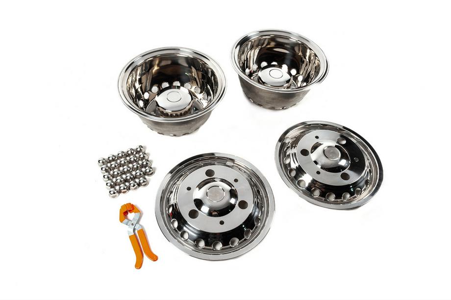 Mercedes Sprinter W907/W910 2018- Enjoliveurs en acier inoxydable Exclusive V3 (conception à 2 anneaux, 4 pcs) Photo 2