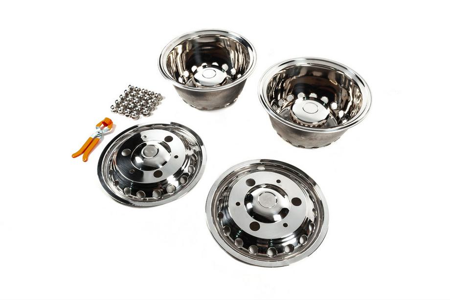 Mercedes Sprinter W907/W910 2018- Enjoliveurs en acier inoxydable Exclusive V3 (conception à 2 anneaux, 4 pcs) Photo 3