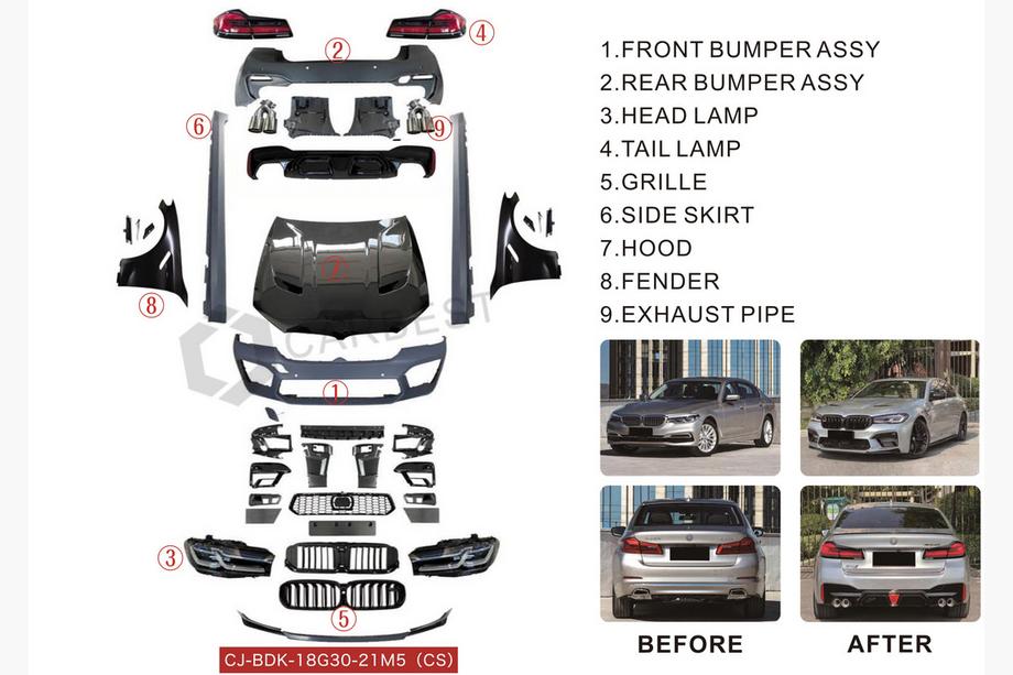 BMW Série 5 G30/G31 2017–2023 Kit restylage avec capot et ailes (pour M5 Competition 2021) Photo 22
