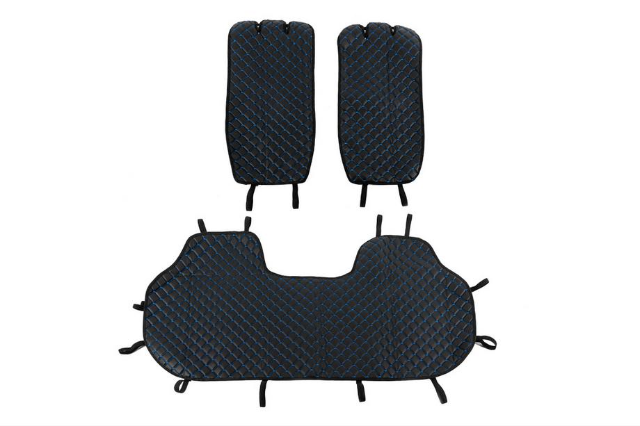 Housses pour sièges arrière (kit, Noir avec surpiqûre bleue) Image