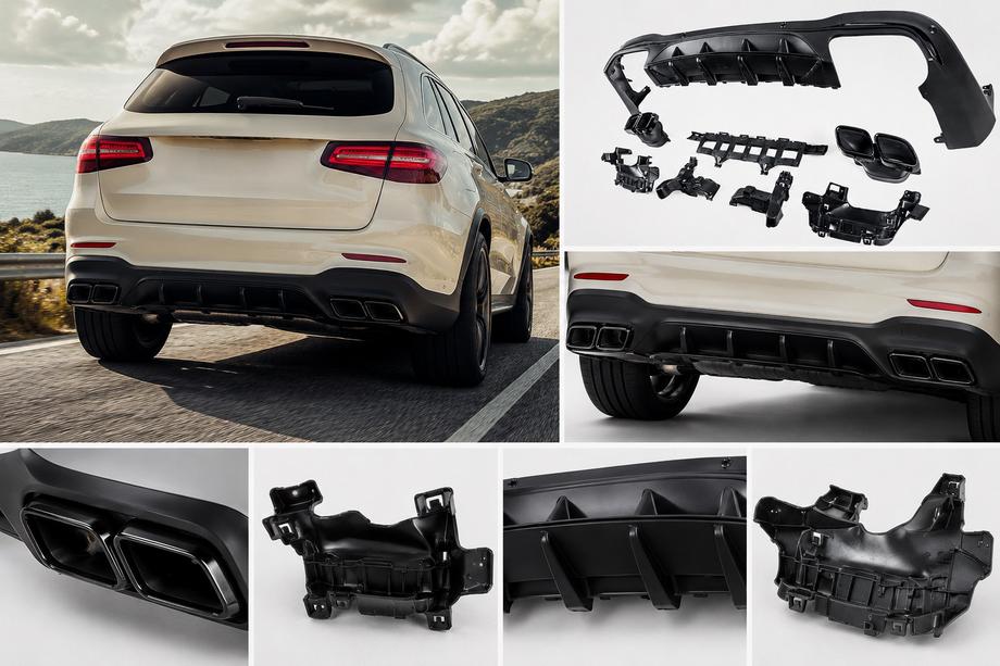Mercedes GLC X253 2015-2022 Diffuseur arrière avec embouts Black (Design AMG63) Photo 1