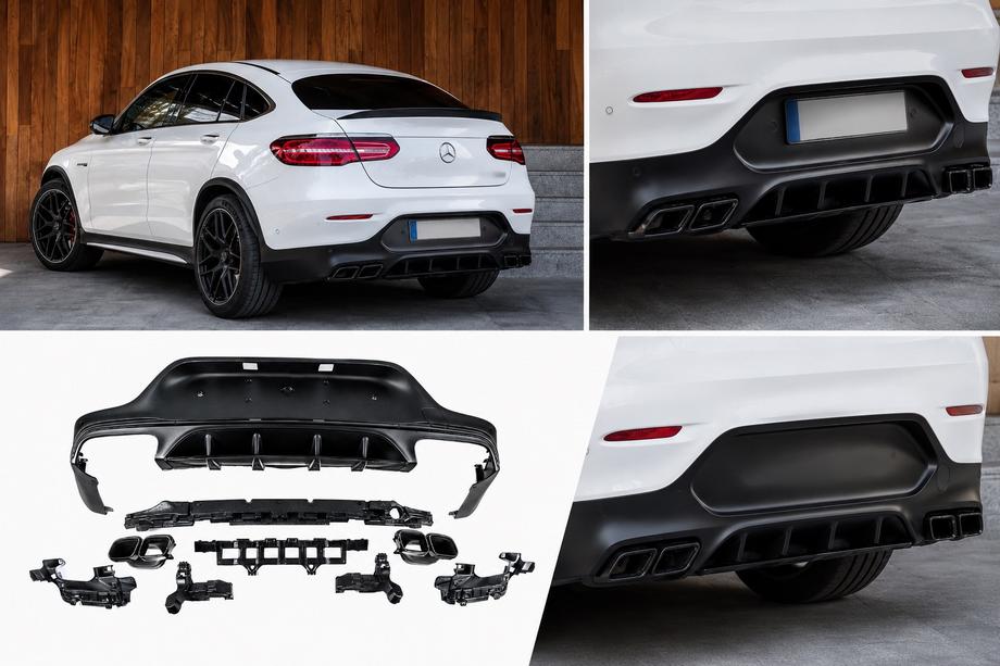 Mercedes GLC coupe C253 2016-2023 Diffuseur arrière avec embouts Black (Design AMG63) Photo 1