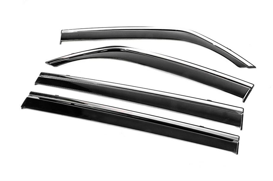 Mitsubishi Pajero Wagon IV 2006-2021 Deflecteurs de Vitres avec Moulure Chromee Niken Luxury (4 pcs) Photo 2