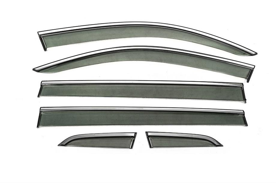Volkswagen Tiguan 2016-2023 Déflecteurs de Vitres avec Moulure Chromée Niken Luxury (Long, 6 pcs) Image