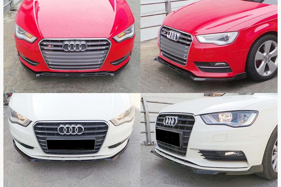 Audi A3 2012-2020 Lame avant (lip) DPT V-3 (Berline/HB, noir brillant) Image