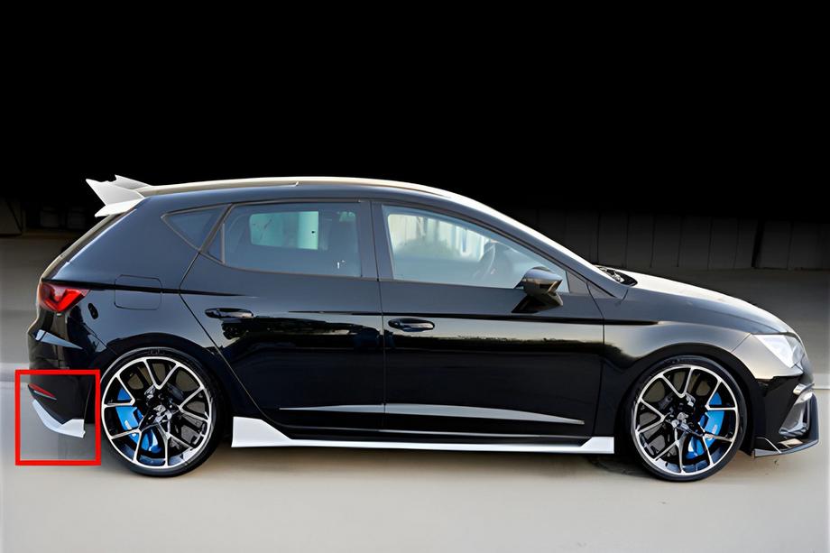 Seat Leon 2013-2020 Diffuseur Arriere DPT V-2 (2013-2016, Noir Brillant) Image