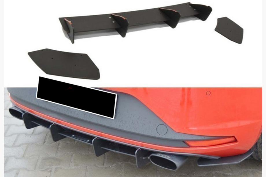 Seat Leon 2013-2020 Diffuseur Arriere DPT V-6 (2013-2016, Noir Brillant) Image
