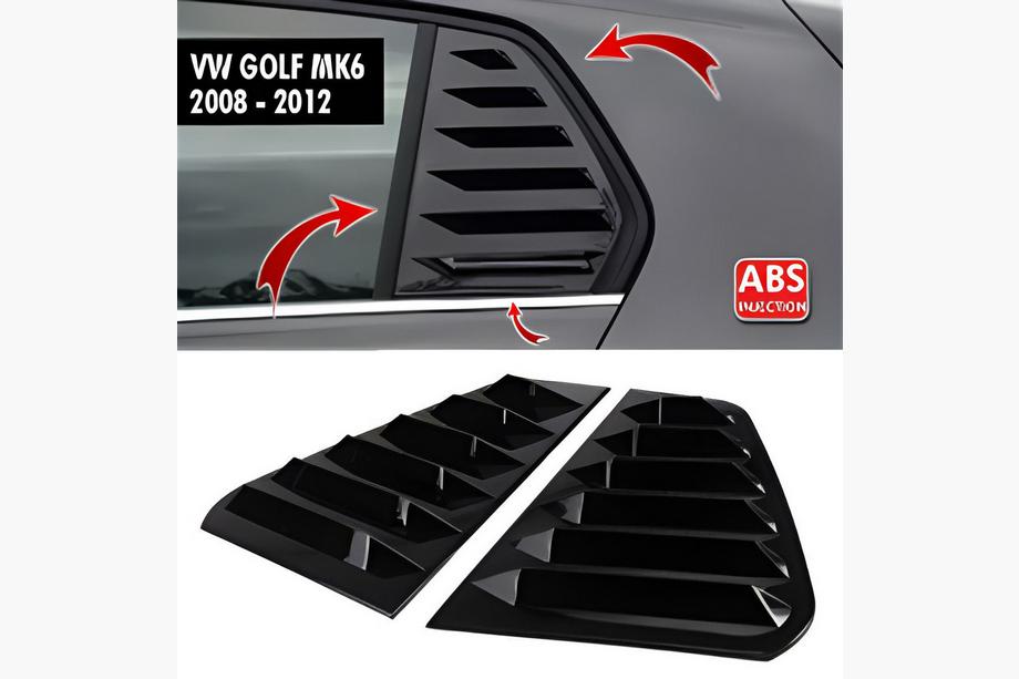 Volkswagen Golf 6 2008-2014 Caches de Vitres Arrières DPT V-1 (Noir Brillant, 2pcs) Image