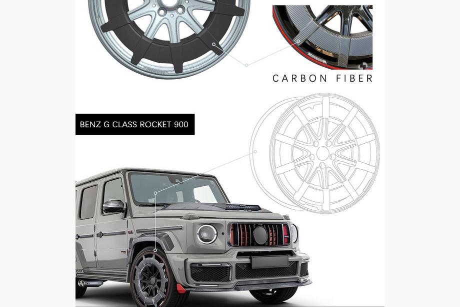 Mercedes G class W463 1990-2018 Jantes forgées en aluminium et carbone G900 (R24, lot de 4) Photo 14