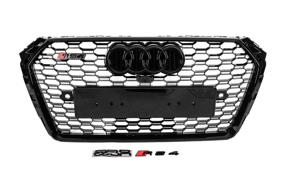 Audi A4 B9 2015-2024 Calandre avant style RS avec inscription Quattro (2015-2019, noire) Image