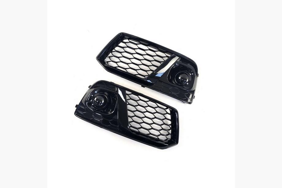Audi Q5 2017-2025 Grilles de phares antibrouillard avec antibrouillard RS-Style (2017-2020, 2 pcs, Noir) Photo 2