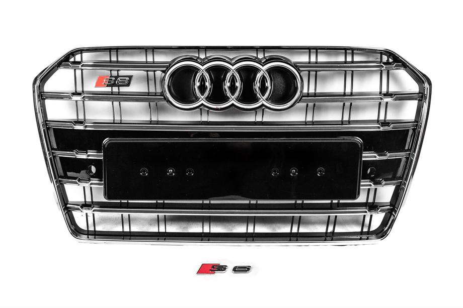 Audi A6 C7 2011-2017 Calandre Avant Noire avec Encadrement Chromé S-Style (2014-2017) Image
