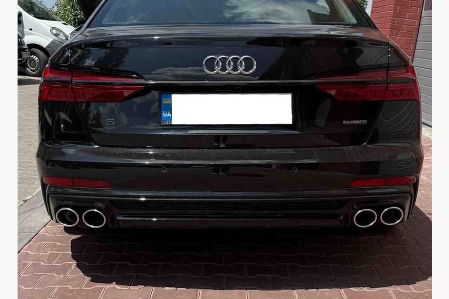 Audi A6 C8 2018–2025 Diffuseur arrière avec embouts d’échappement S-Style Silver (pour S / S-Line) Image