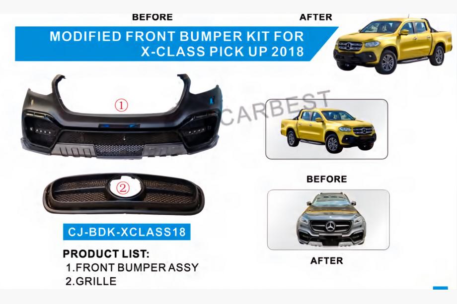 Mercedes X class 2017-2020 Pare-chocs avant avec calandre (style AMG) Image