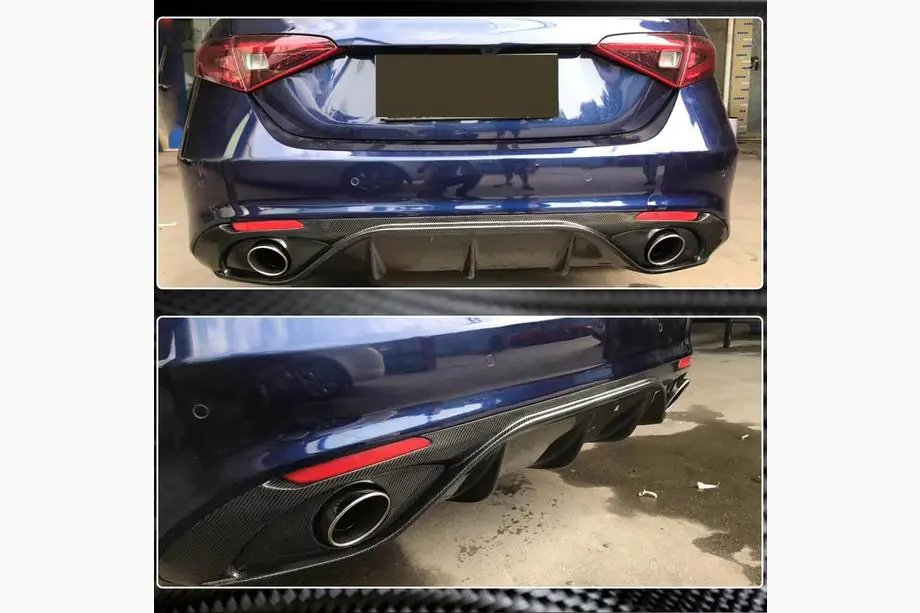 Alfa Romeo Giulia 2016-2022 Diffuseur arrière avec embouts V2 (pour Base, Carbone) Photo 4