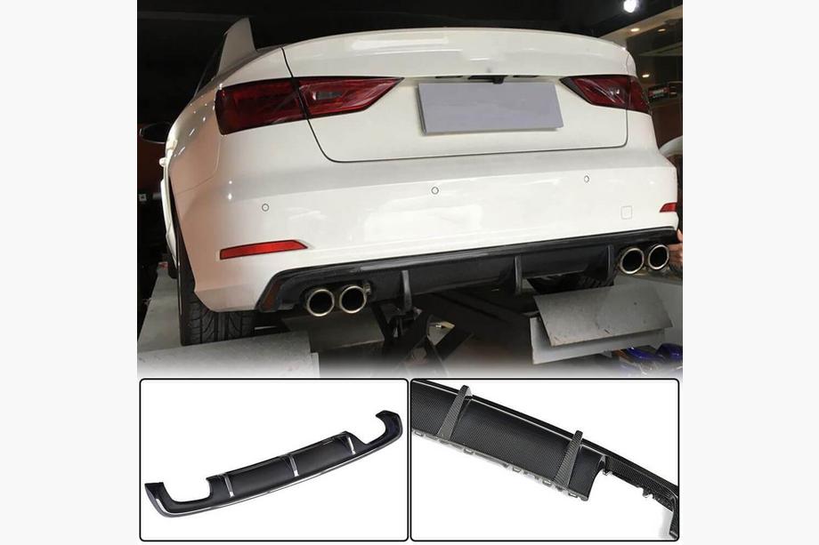 Audi A3 2012-2020 Diffuseur de pare-chocs arrière V1 (pour Base Sedan 2012-2016, Carbone) Image