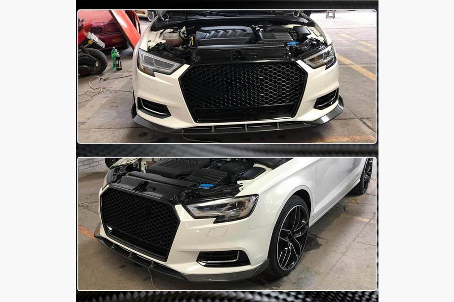 Audi A3 2012-2020 Lame de pare-chocs avant Lip V1 (pour Base 2017-2020 Sedan, Carbone) Photo 5