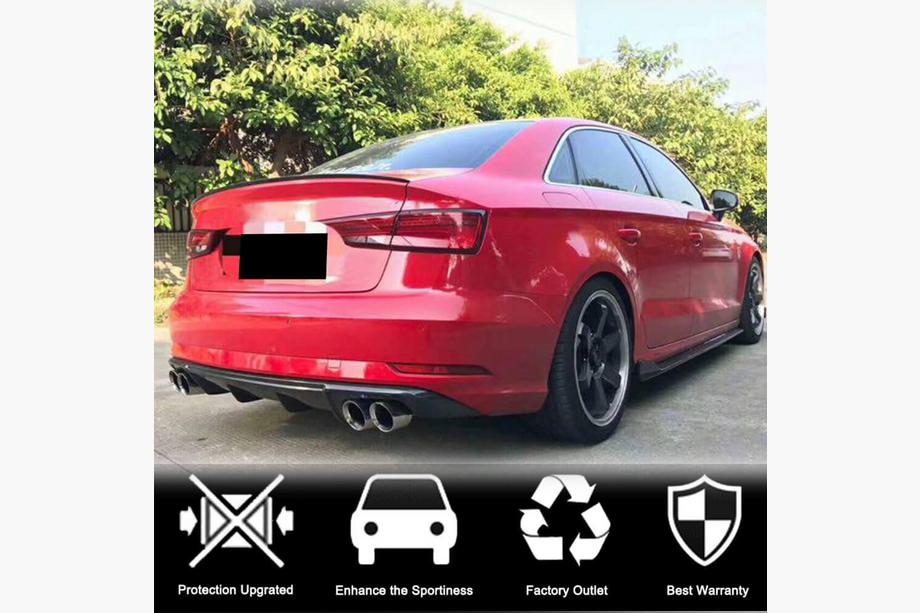 Audi A3 2012-2020 Diffuseur de pare-chocs arrière (pour Base Sedan 2017-2020, Carbone) Photo 2