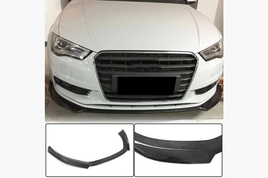Audi A3 2012-2020 Lame de pare-chocs avant Lip V1 (pour Base 2012-2016 Sedan, Carbone) Image