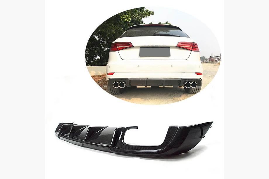 Audi A3 2012-2020 Diffuseur de Pare-chocs Arrière V2 (pour S-Line HB 2017-2020, Carbone) Image