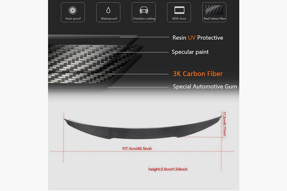 Audi A3 2012-2020 Aileron de coffre arrière (FRP) Photo 8