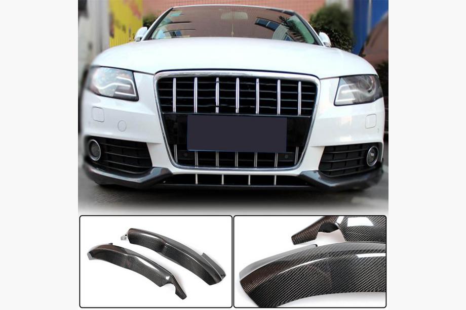 Audi A4 B8 2007-2015 Extensions Flap de Pare-chocs Avant (pour Base 2007-2011, Carbone) Image