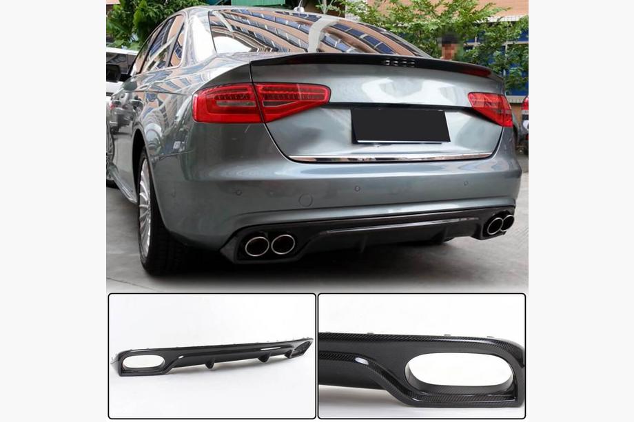 Audi A4 B8 2007-2015 Diffuseur de Pare-chocs Arrière (pour Base 2011-2015, Carbone) Image